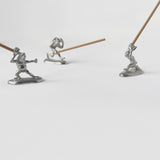Choju Giga incense holders featuring rabbit, frog, and monkey figures holding incense sticks, inspired by traditional Japanese art.