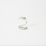 Elegant handcrafted silver spiral flower holder designed for minimalist ikebana and contemporary floral arrangements, perfect for elevating single stems or trailing plants in modern home decor. 