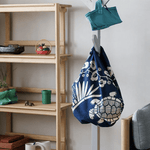 Furoshiki 100 – Indigo - Dyed Cranes & Turtles, Deep Indigo