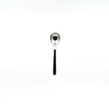 Sori Yanagi stainless steel tea spoon with a polished minimalist design, displayed on a white background for a modern aesthetic.